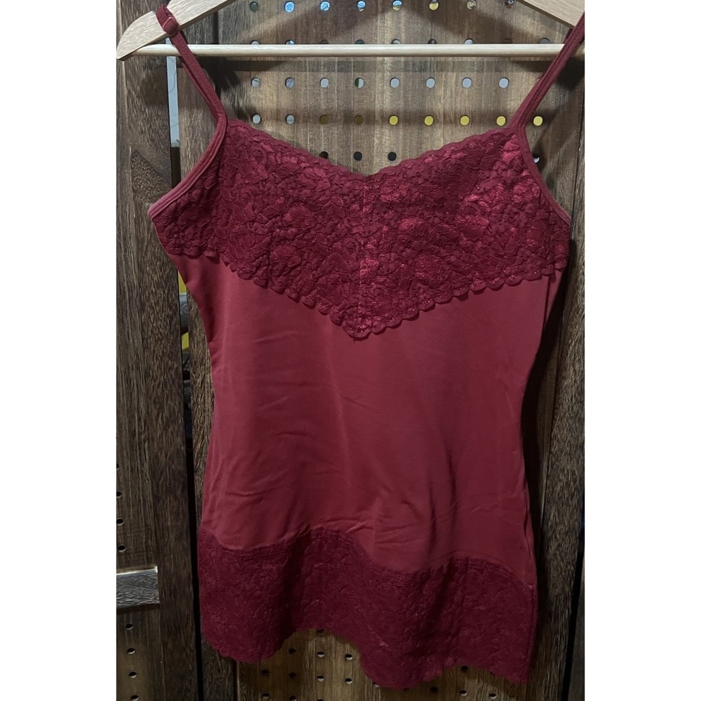 Y2K Studio K Burgundy Stretch Camisole Tank Top Size Medium Fairy Coquette